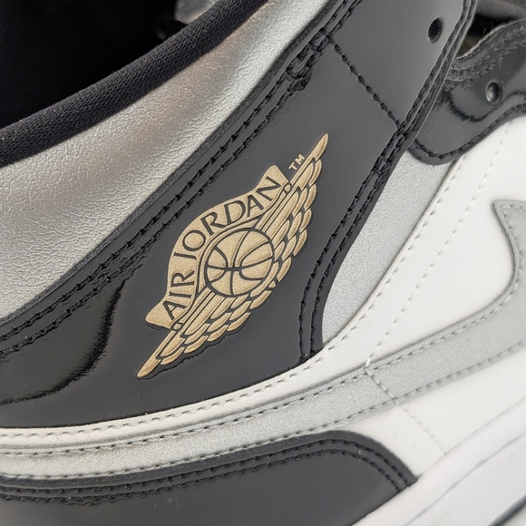 Air Jordan 1 Mid SE Black Patent Silver White | Men’s Size 10.5 | No Box Lid - Picture 5 of 8